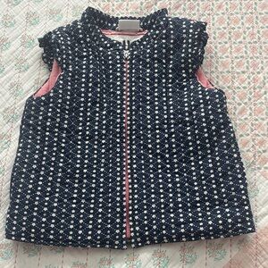 Adorable Hanna Andersson Navy Floral quilted Vest with Pink Accents